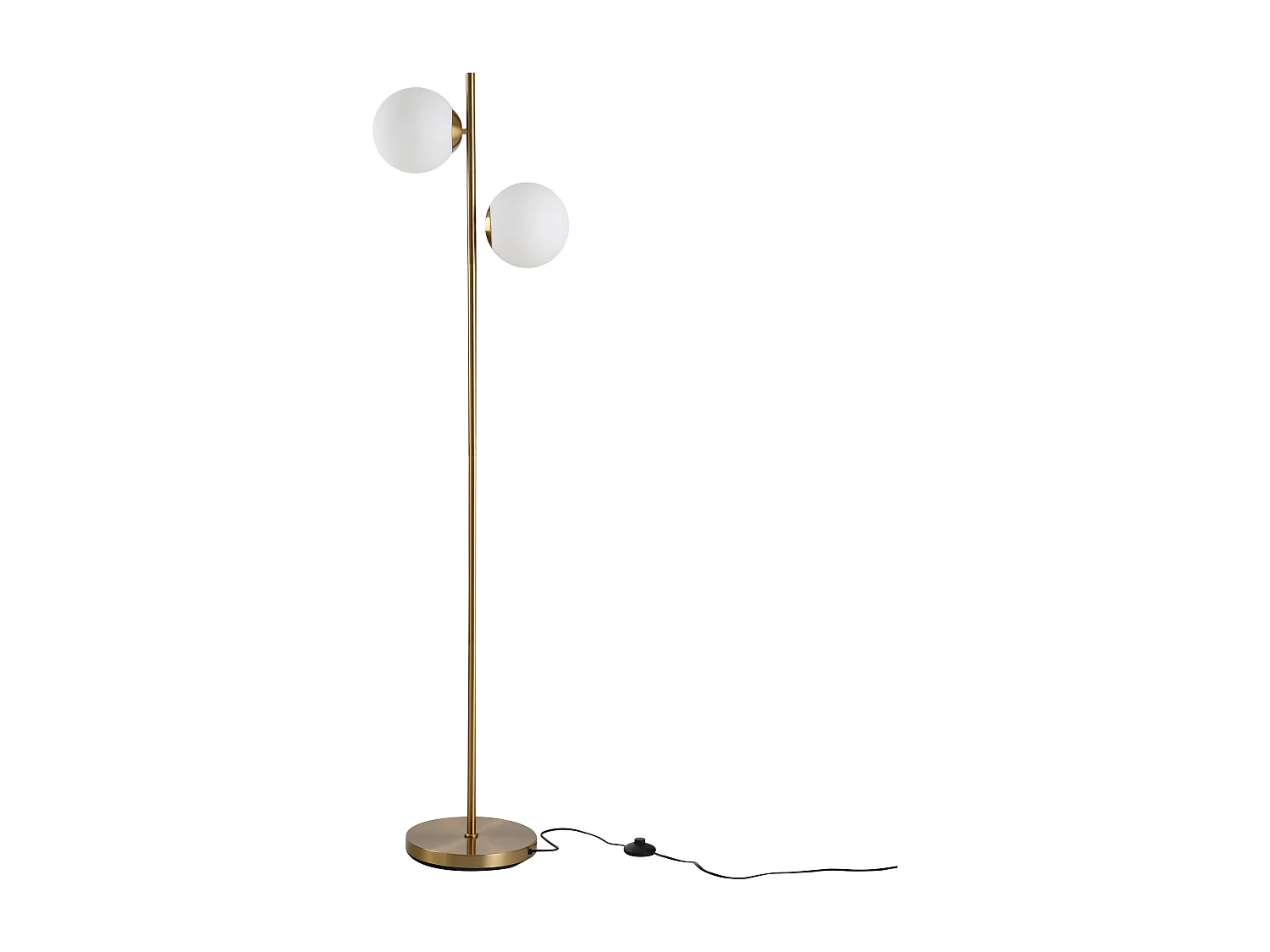 Lampadaire design néo-rétro 2 boules max. 40 W métal doré