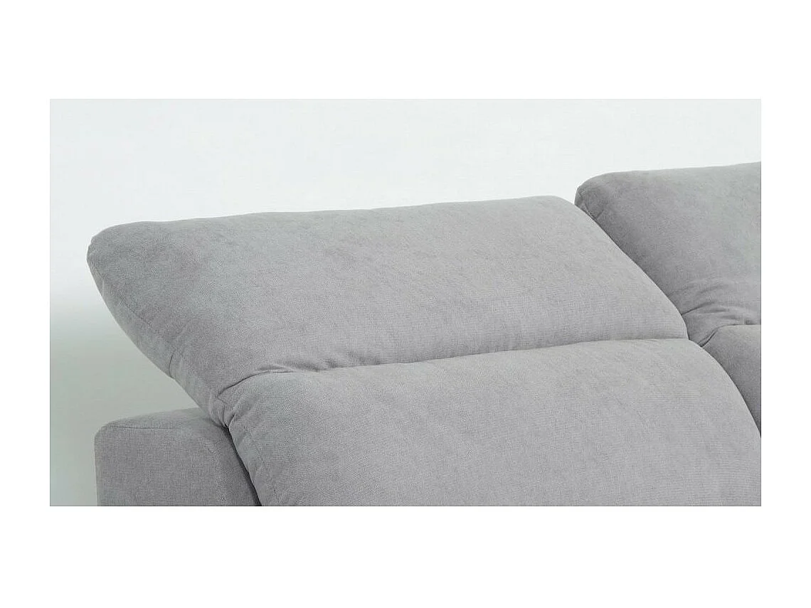 Canapé d'angle gauche convertible panoramique MARCUS tissu gris clair