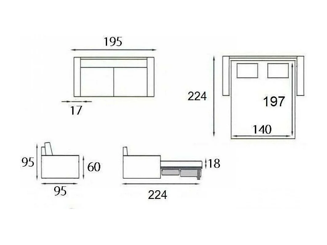 Canapé lit 3 places MASTER convertible EXPRESS 140 cm Tweed Cross gris graphite MATELAS 18 CM INCLUS