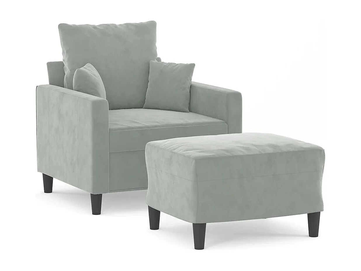 Fauteuil avec repose-pied Gris clair 60 cm Velours REO82255