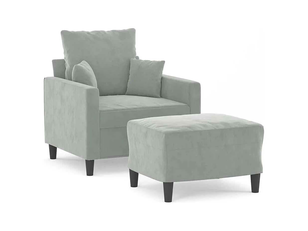 Fauteuil avec repose-pied Gris clair 60 cm Velours REO82255