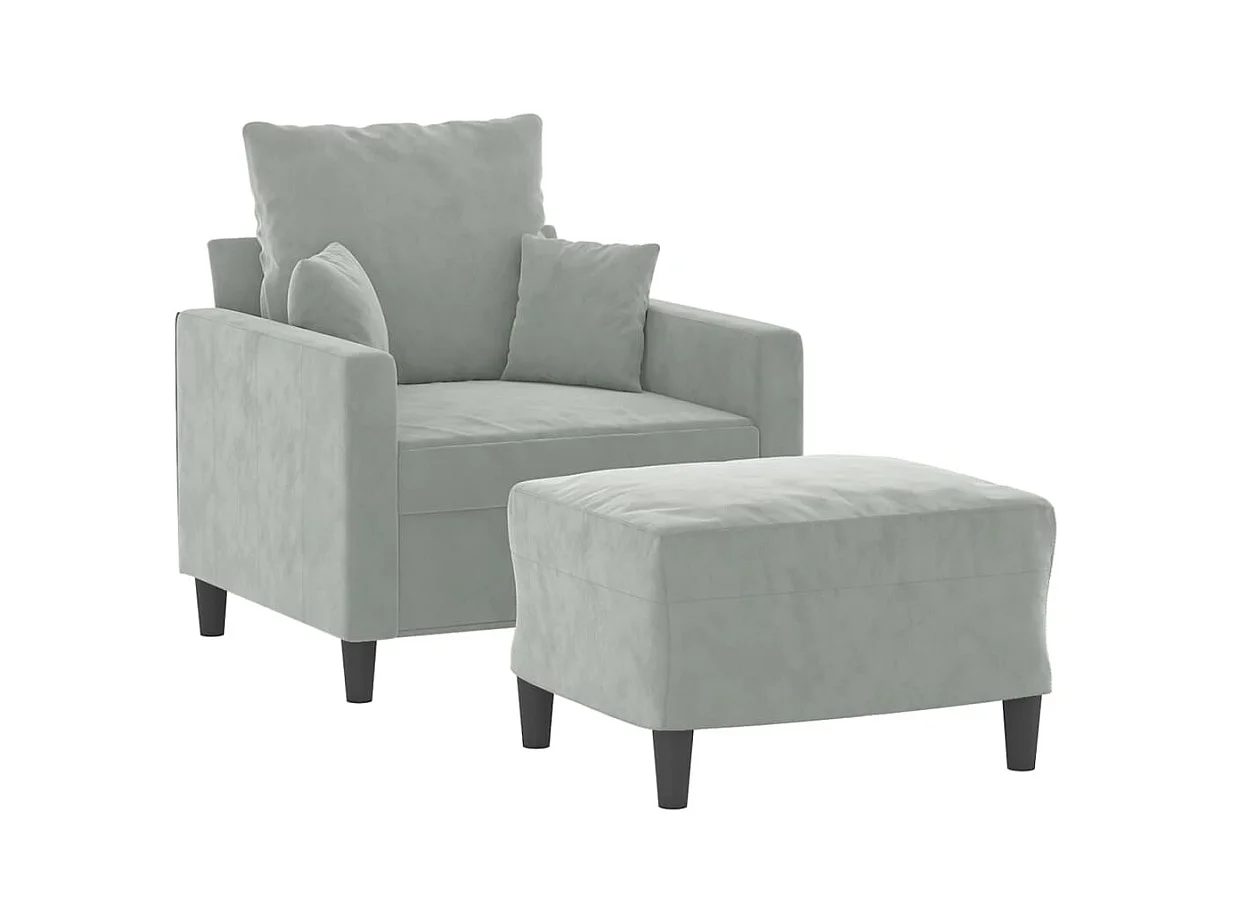 Fauteuil avec repose-pied Gris clair 60 cm Velours REO82255