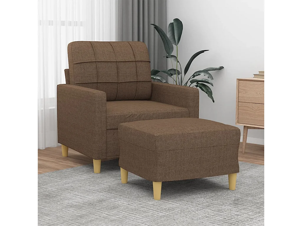 Fauteuil avec repose-pied Confortable Marron 60 cm Tissu LQD5138