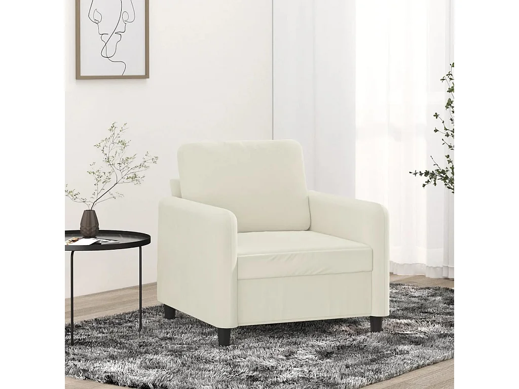Fauteuil Crème 60 cm Velours REO12407