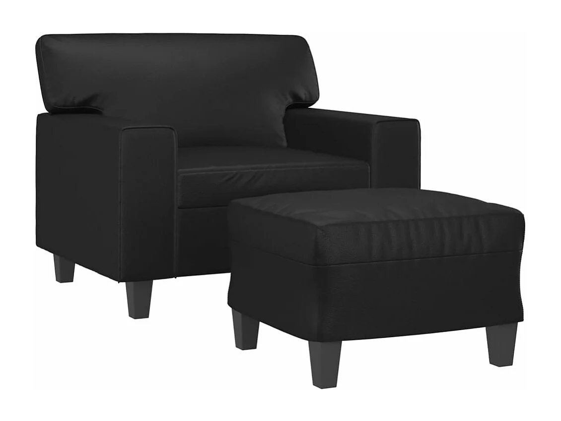 Fauteuil avec repose-pied Noir 60 cm Similicuir REO88811