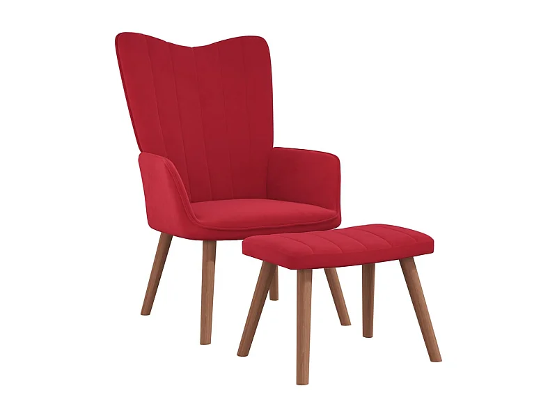 Fauteuil de relaxation avec repose-pied Rouge bordeaux Velours REO86942