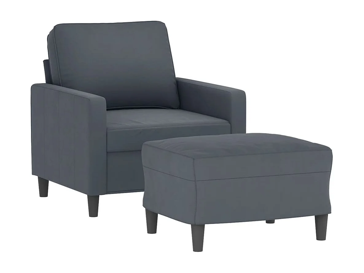 Fauteuil avec repose-pied Gris foncé 60 cm Velours REO21587