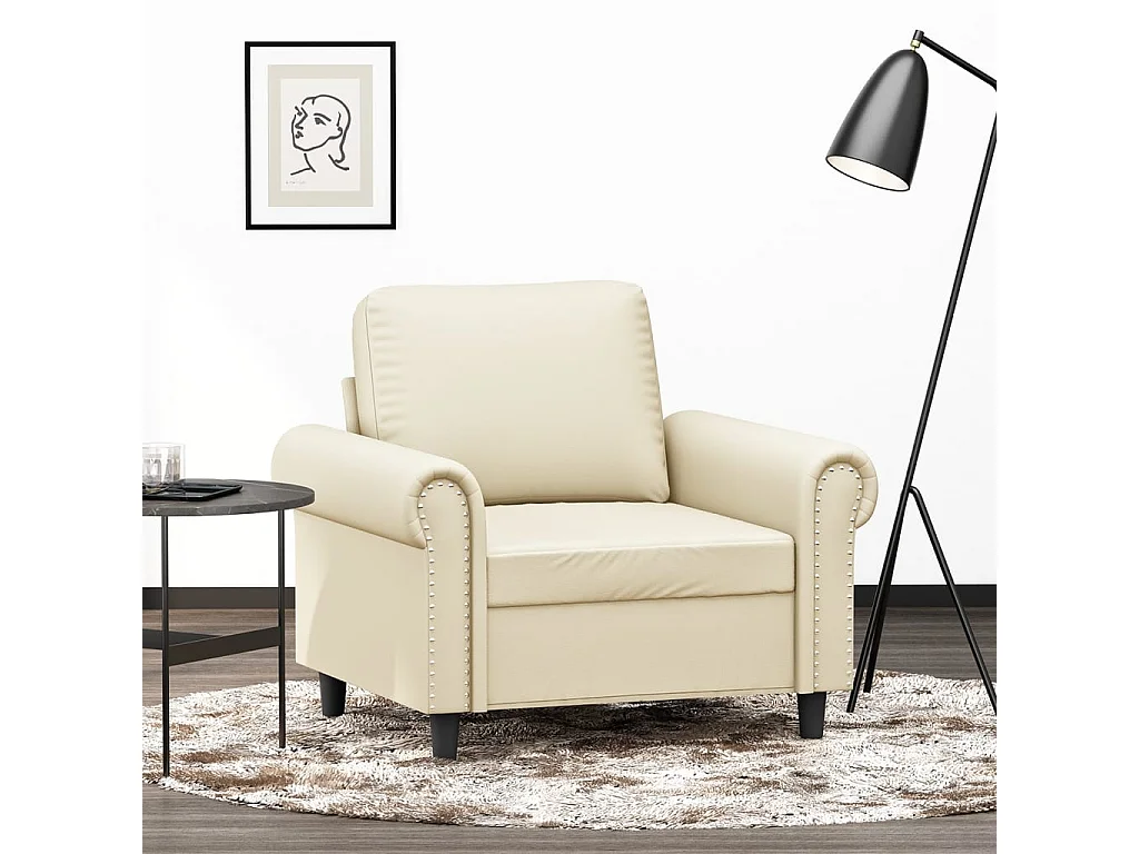 Poltrona 60 cm couro artificial creme PT486367