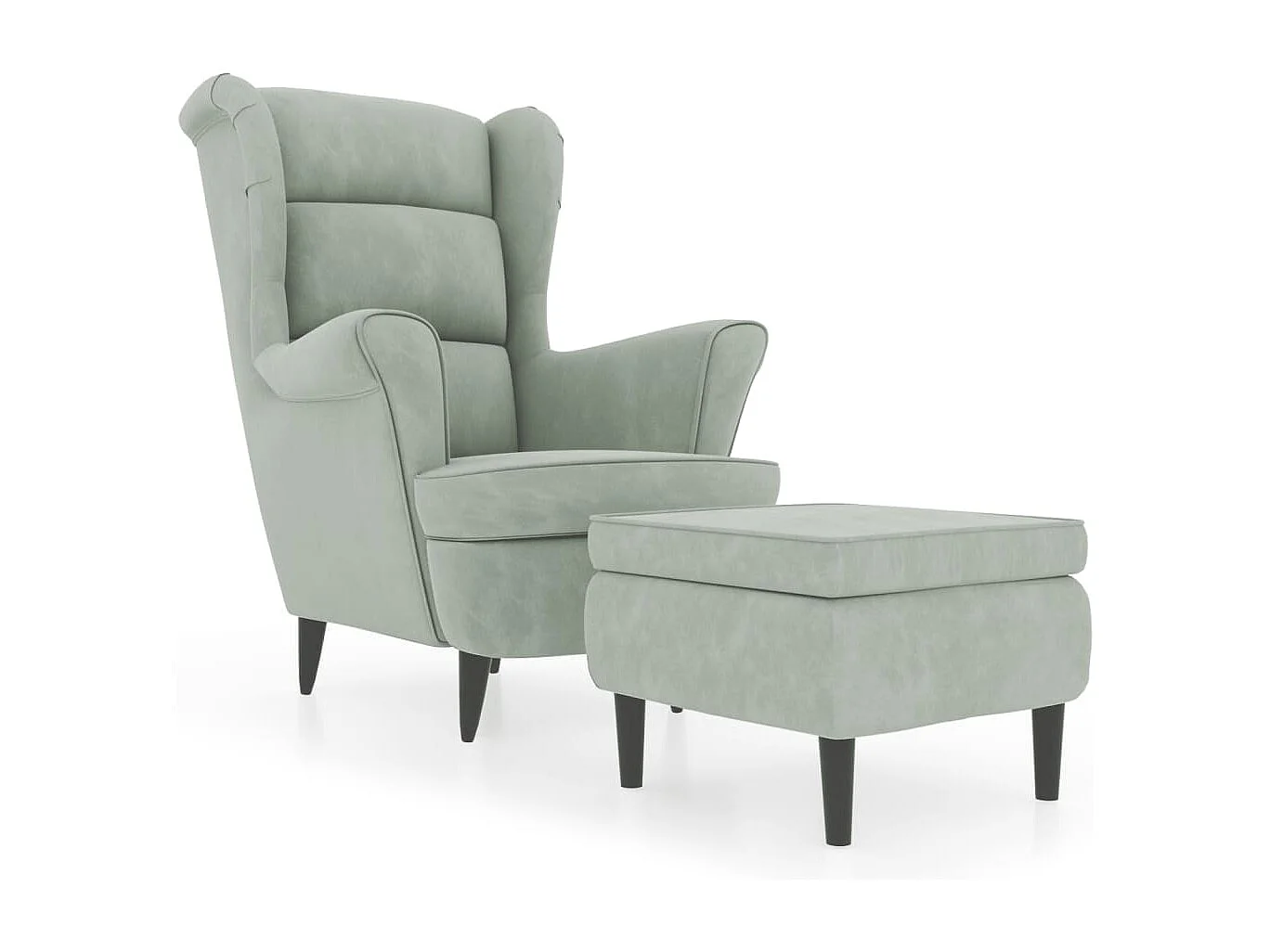 Fauteuil met voetenbank fluweel lichtgrijs NL337324