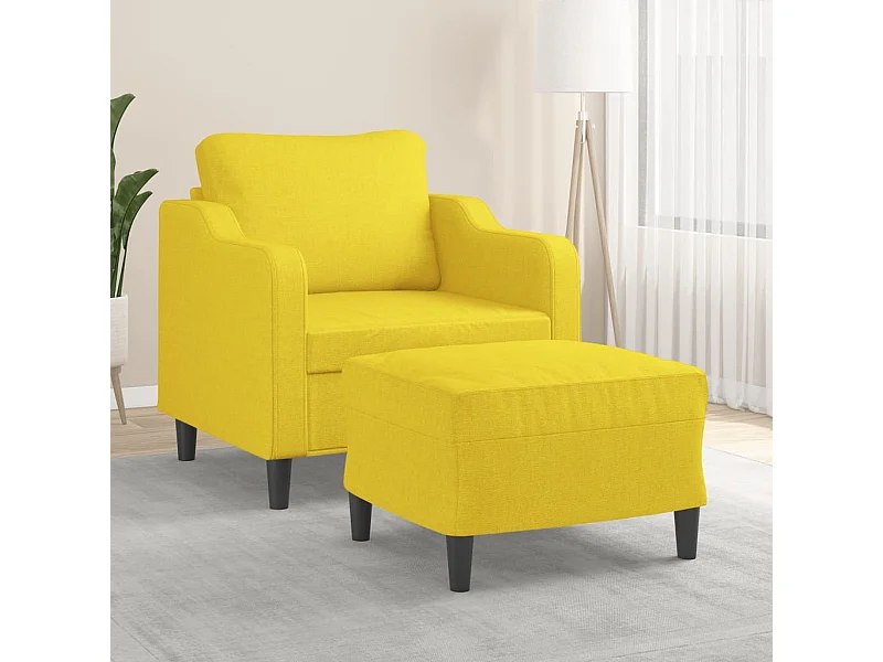 Sillón con taburete tela amarillo claro 60 cm ES33472