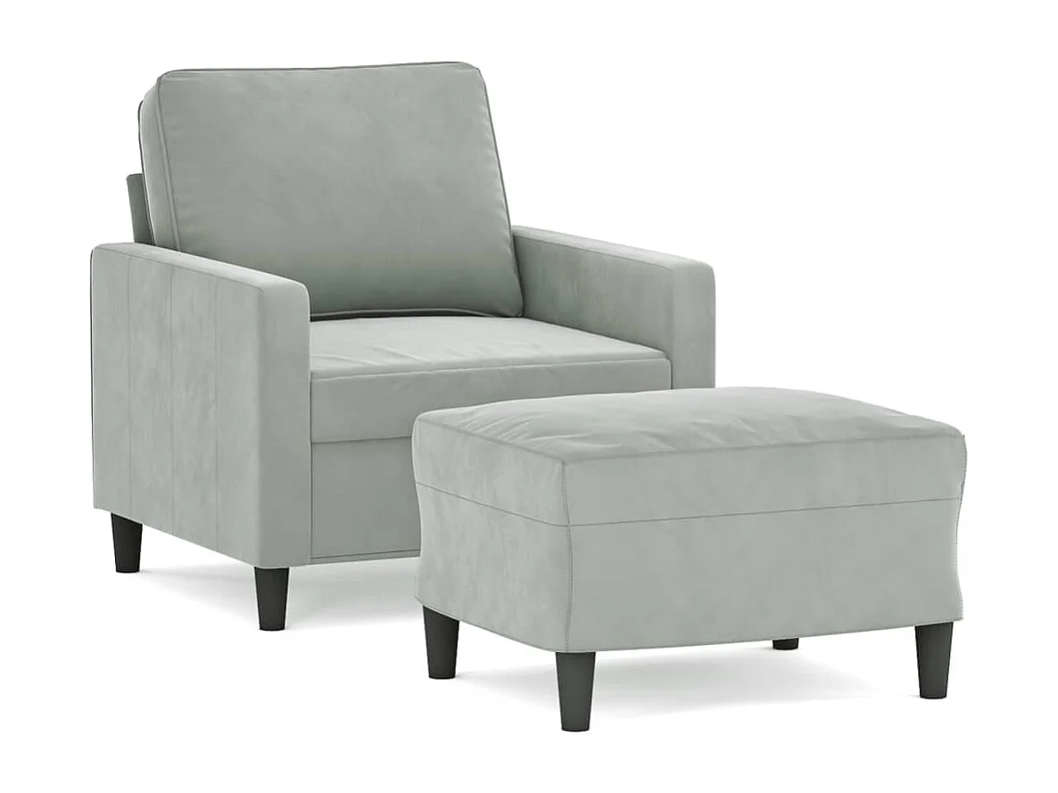 Fauteuil avec repose-pied Gris clair 60 cm Velours REO10760