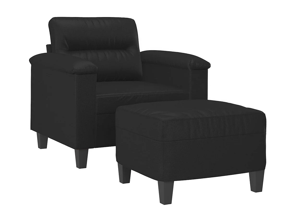 Sillón con taburete cuero sintético negro 60 cm ES91793