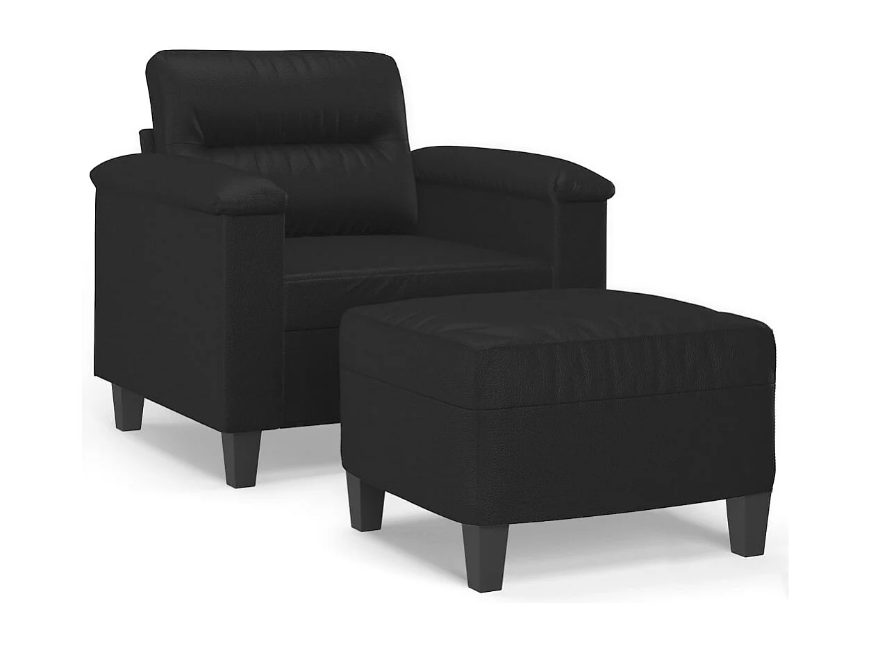 Fauteuil avec repose-pied Noir 60 cm Similicuir REO74372