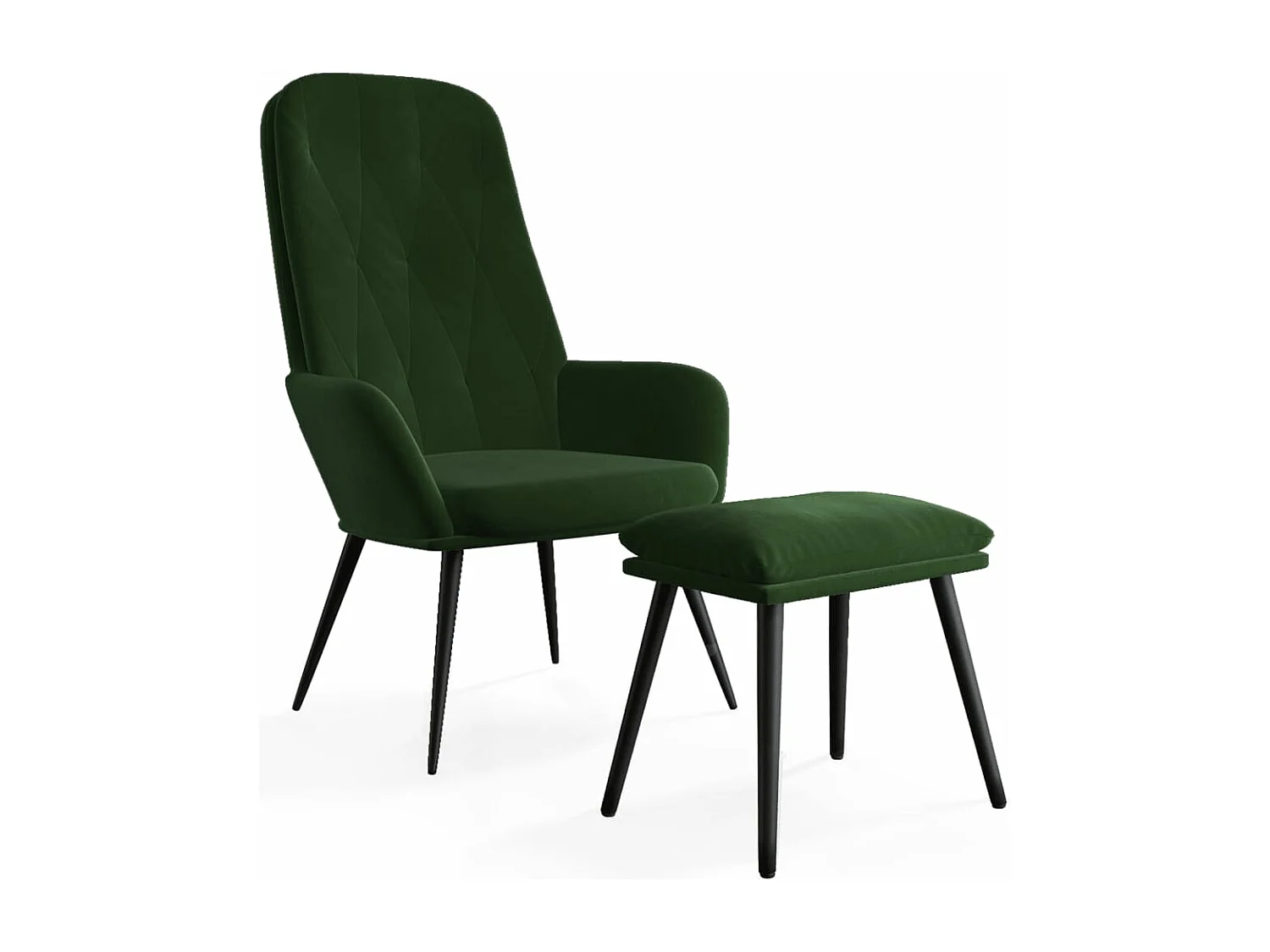 Sillón de relax con taburete terciopelo verde oscuro ES364463