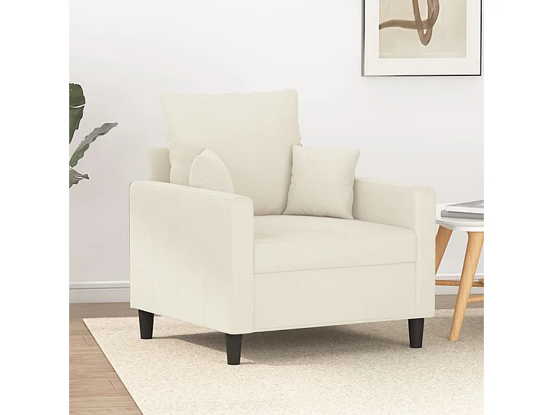 Fauteuil Crème 60 cm Velours REO15234