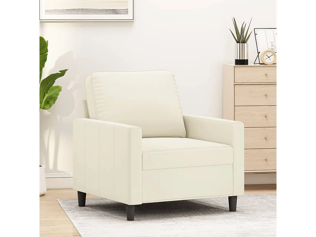 Sillón de terciopelo color crema 60 cm PWFG86312