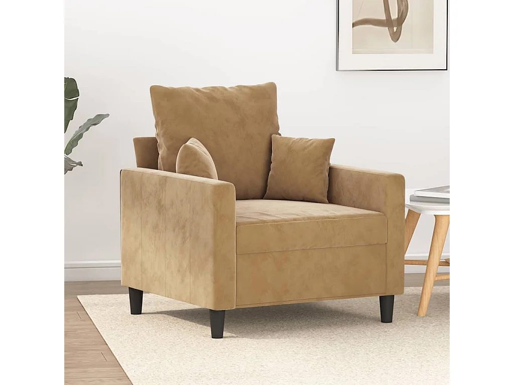 Fauteuil Marron 60 cm Velours REO90833