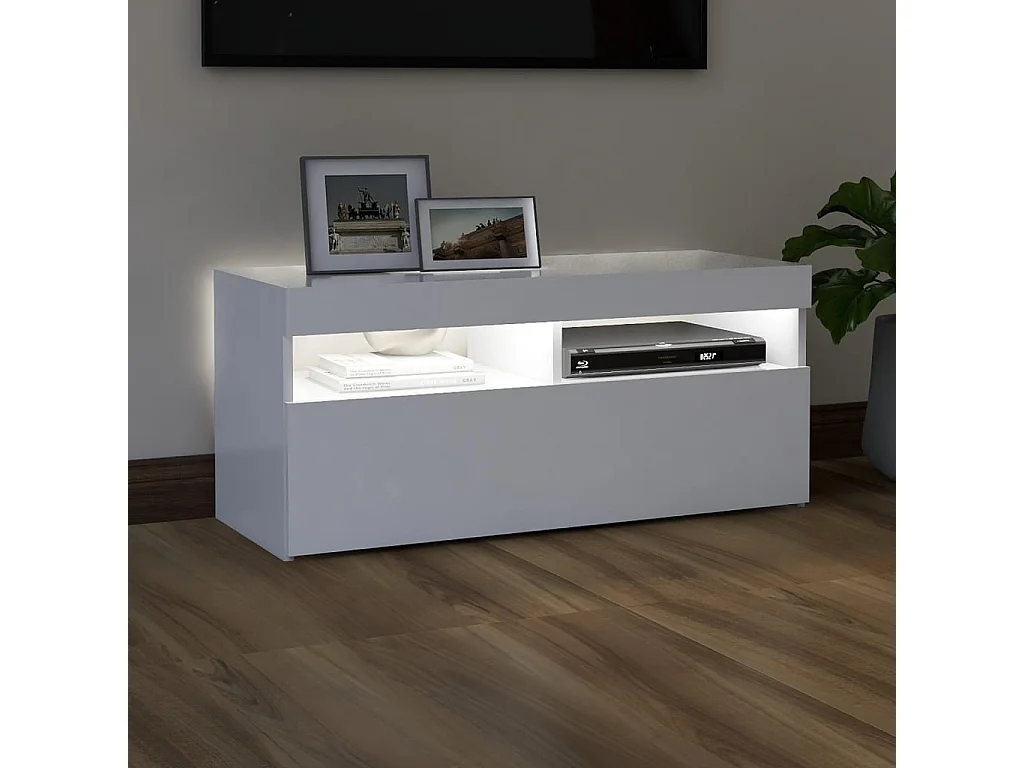 Mueble TV con luces LED blanco 90x35x40 cm YOE16410