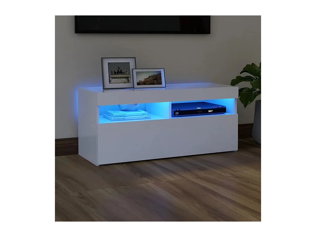 Meuble TV avec lumières LED blanc 90x35x40 cm WET2316