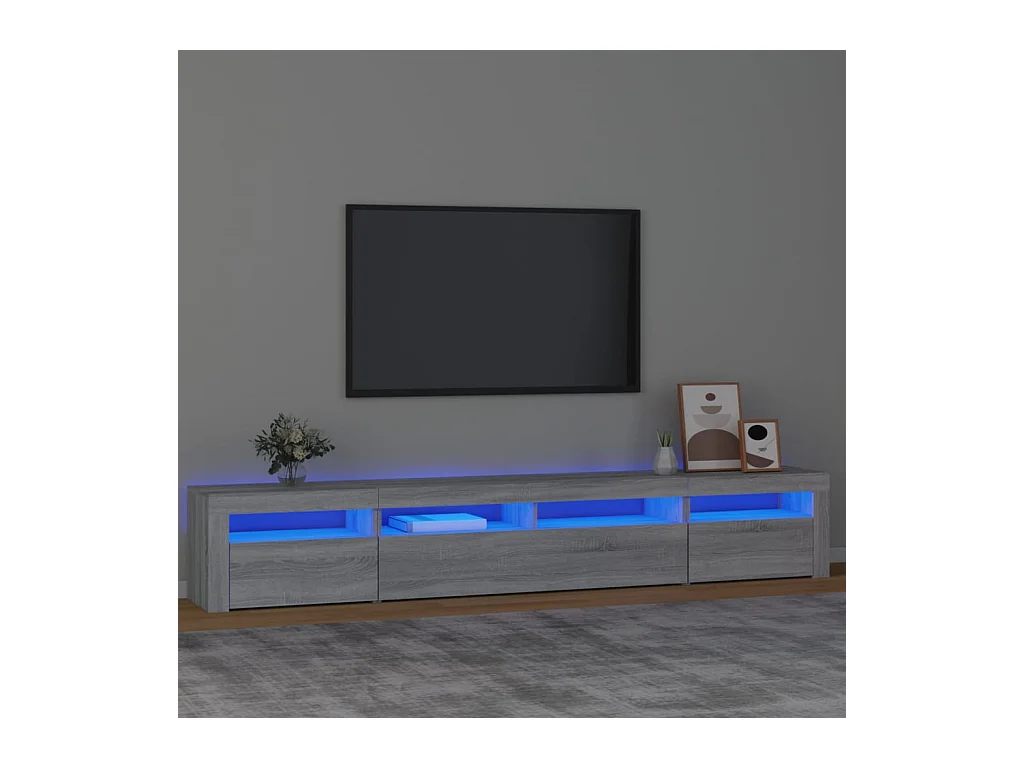 Meuble TV avec lumières LED Sonoma gris 240x35x40 cm WET2211