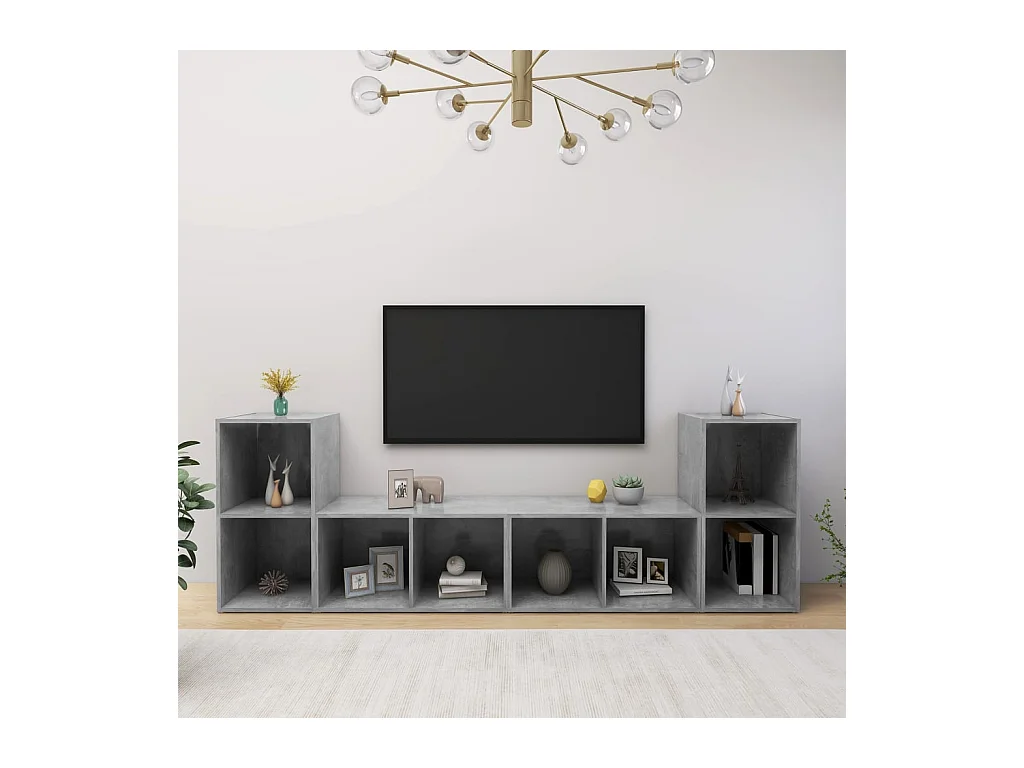 Tv-meubelen 4 st 72x35x36,5 cm bewerkt hout betongrijs NL594227