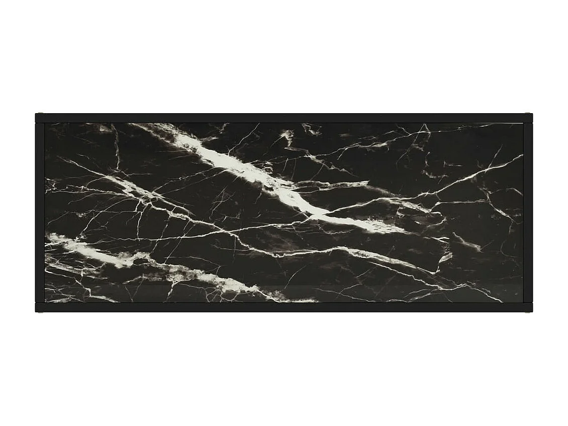 Meuble TV noir avec verre marbre noir 100x40x40 cm WET6387