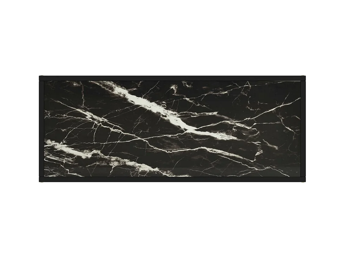 Mueble TV negro con vidrio de mármol negro 100x40x40 cm YOE25306