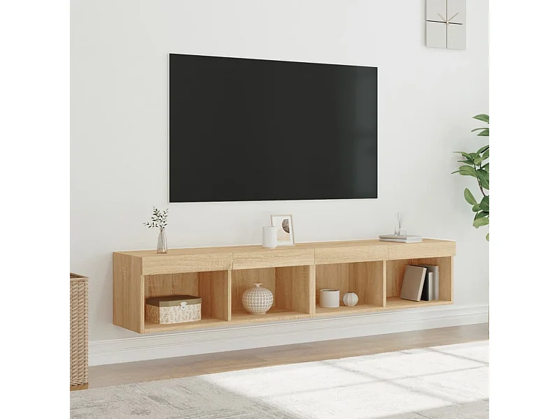 Meubles TV avec lumières LED 2 pcs chêne sonoma 80x30x30 cm WET4387