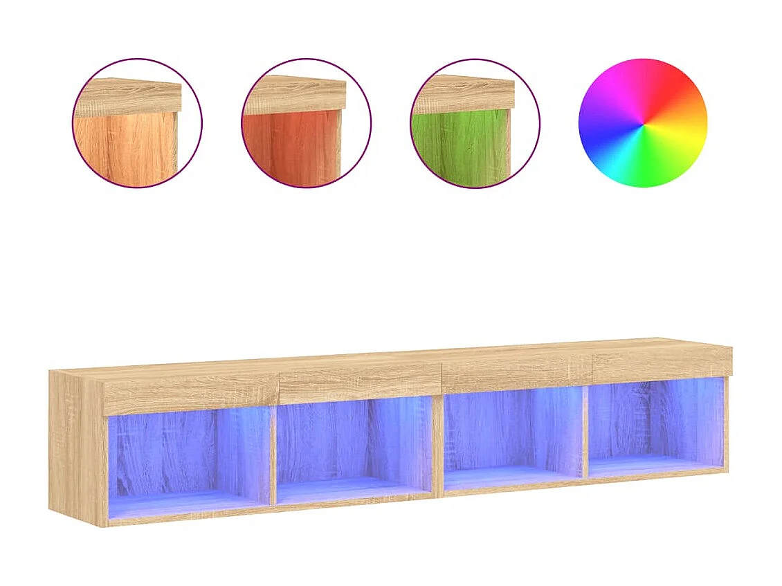 Meubles TV avec lumières LED 2 pcs chêne sonoma 80x30x30 cm WET4387