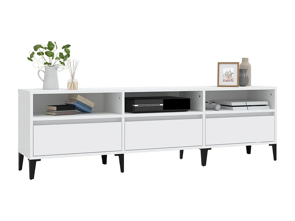 Meuble TV blanc 150x30x44,5 cm bois d'ingénierie WET4378