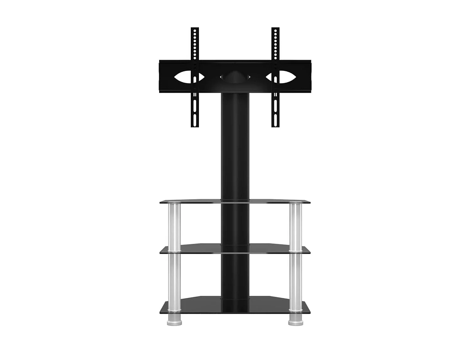 Tv-standaard hoek 3-laags voor 32-70 inch zwart en zilverkleur NL190486