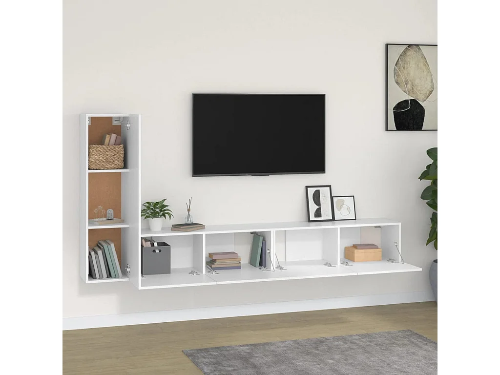 3-tlg. TV-Schrank-Set,TV-Möbel Weiß Holzwerkstoff -gkd71994