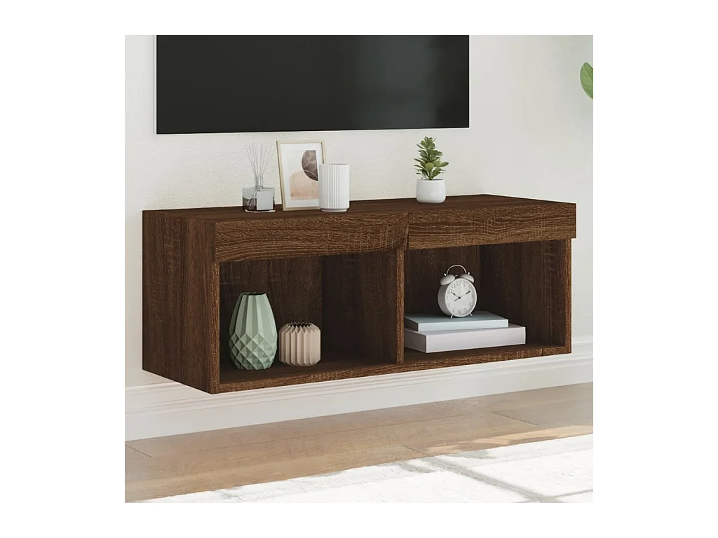 Tv-meubel met LED-verlichting 80x30x30 cm bruin eikenkleur NL11688