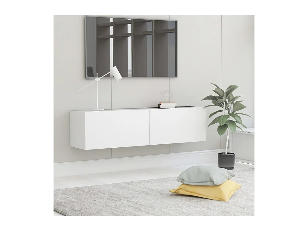 Meuble TV Blanc 120x30x30 cm Aggloméré WET5038