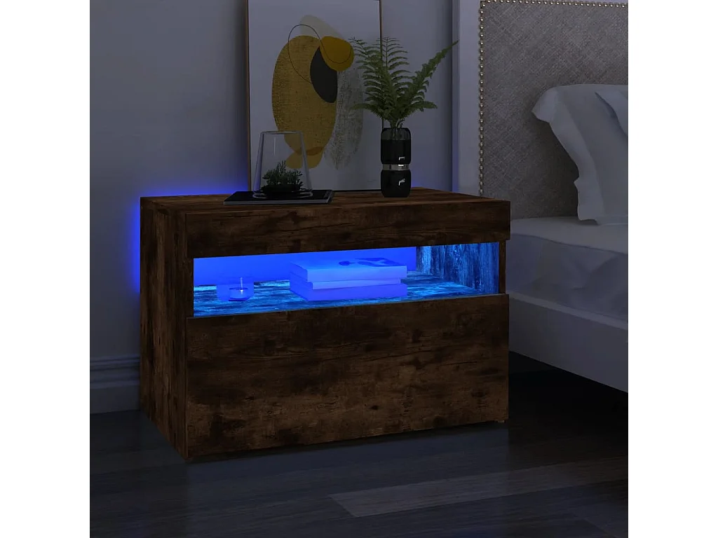 Meubles TV 2 pcs avec lumières LED Chêne fumé 60x35x40 cm WET9022