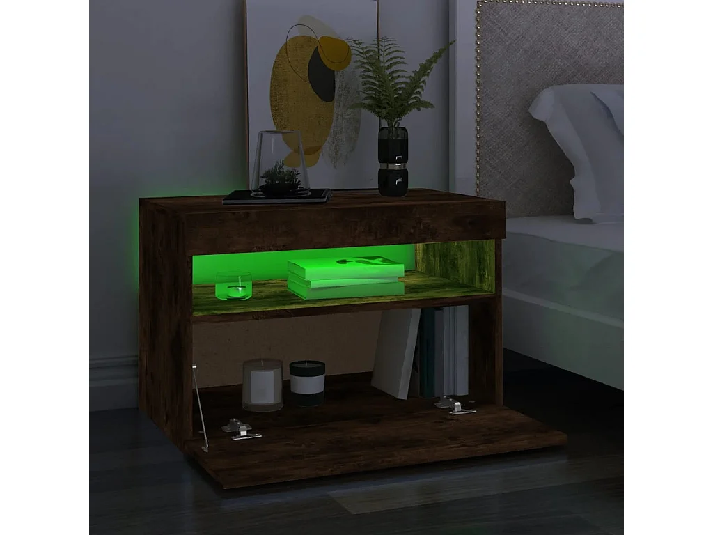 Meubles TV 2 pcs avec lumières LED Chêne fumé 60x35x40 cm WET9022