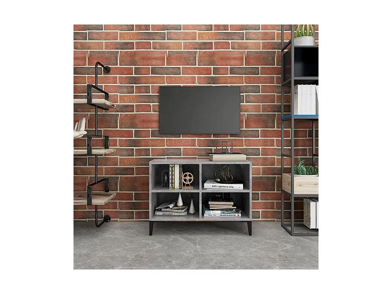 Tv-meubel met metalen poten 69,5x30x50 cm betongrijs NL845379