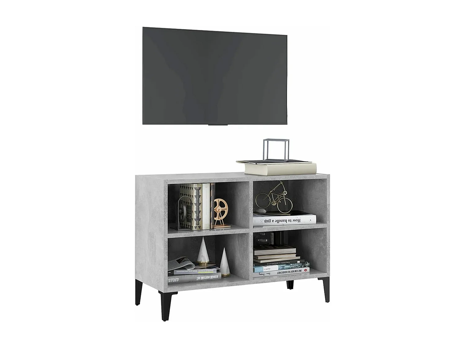 TV-Schrank,TV-Möbel mit Metallbeinen Betongrau 69,5x30x50 cm -gkd192828