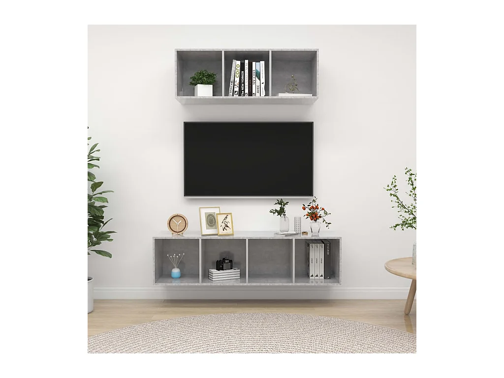 2-delige Tv-meubelset bewerkt hout betongrijs NL979948