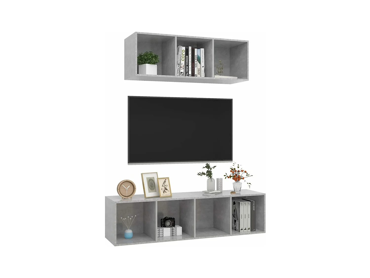 2-delige Tv-meubelset bewerkt hout betongrijs NL979948