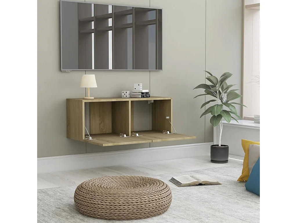 Meuble TV Chêne sonoma 80x30x30 cm Aggloméré WET6417