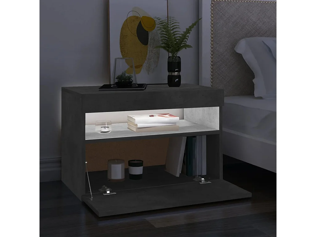 2 Stk.TV-Schränke,TV-Möbel LED-Leuchten Betongrau 60x35x40 cm -gkd168196