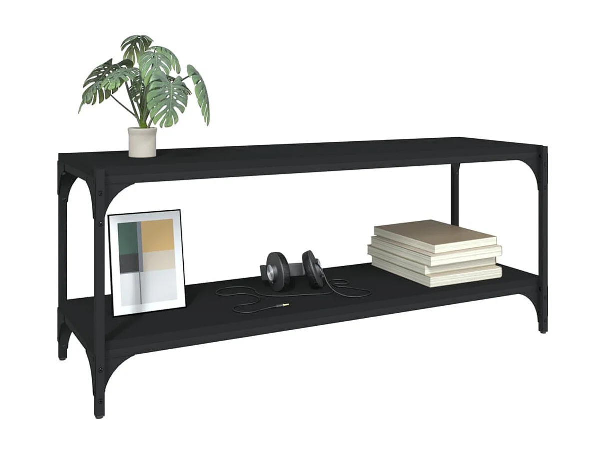 Meuble TV Noir 100x33x41 cm Bois d'ingénierie et acier WET2147