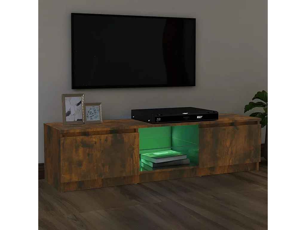 Meuble TV avec lumières LED chêne fumé 120x30x35,5 cm WET9642