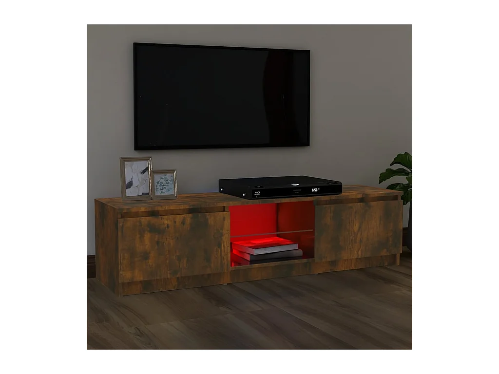 Mueble TV con luces LED roble ahumado 120x30x35,5 cm YOE97205