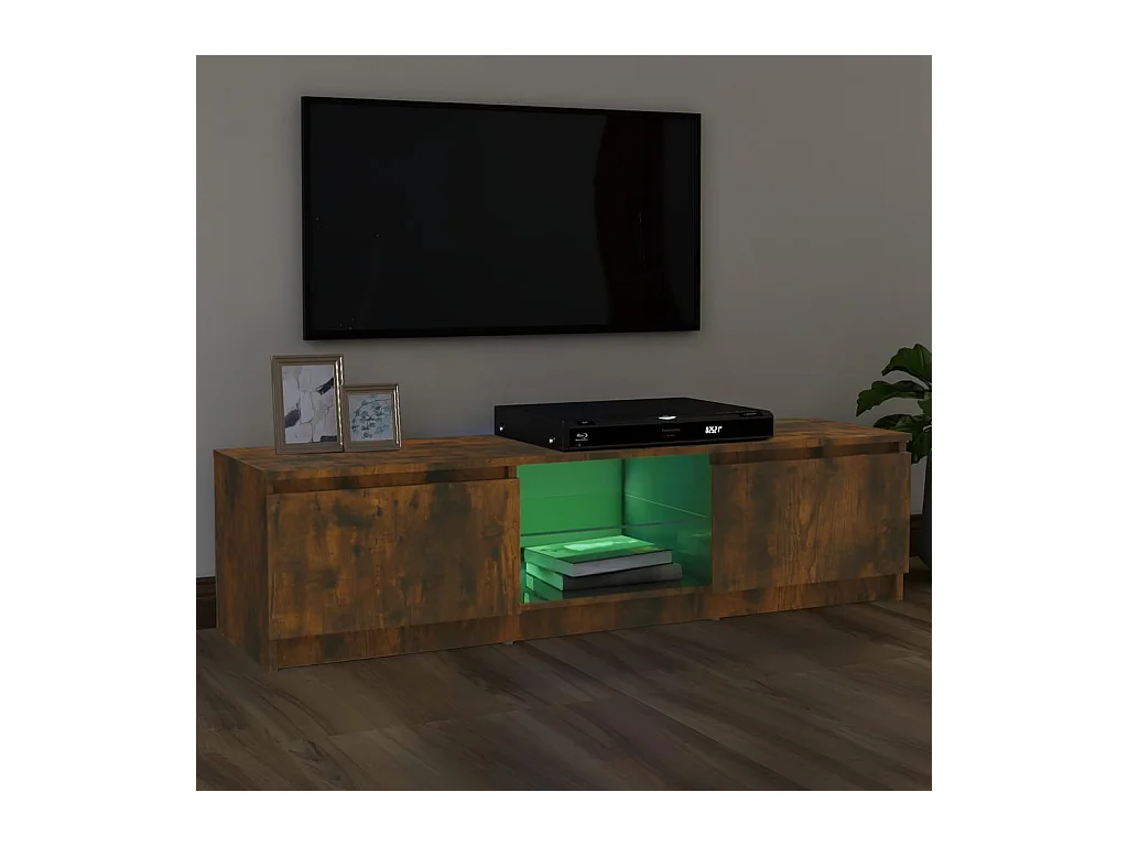 Mueble TV con luces LED roble ahumado 120x30x35,5 cm YOE97205