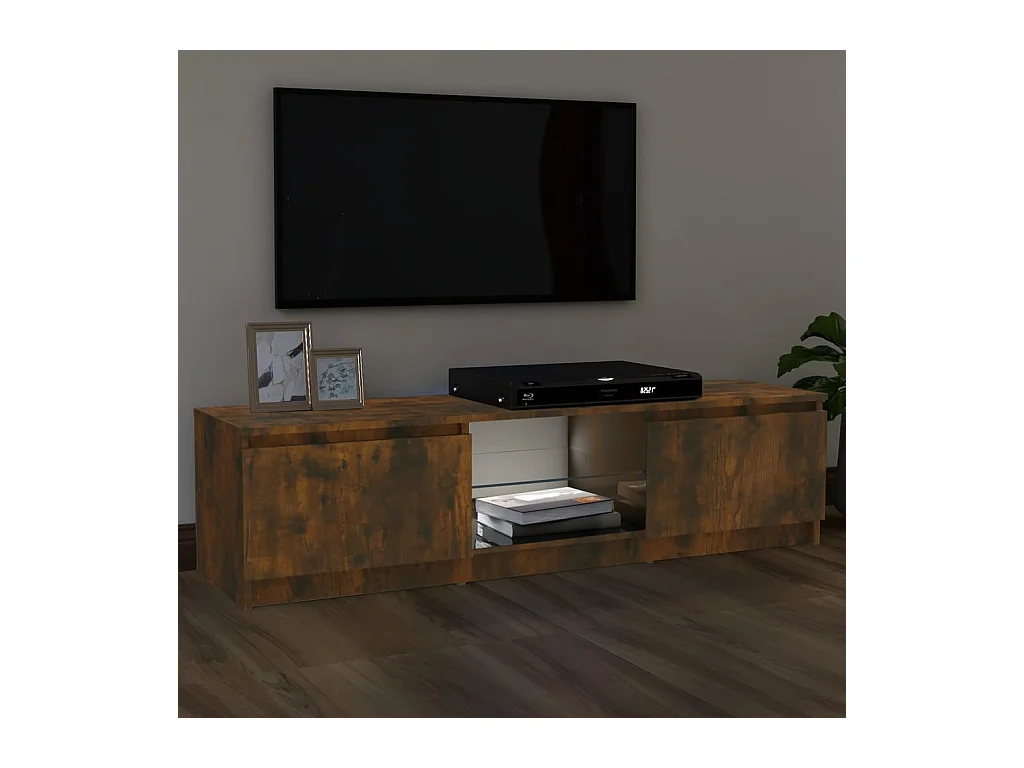 Mueble TV con luces LED roble ahumado 120x30x35,5 cm YOE97205