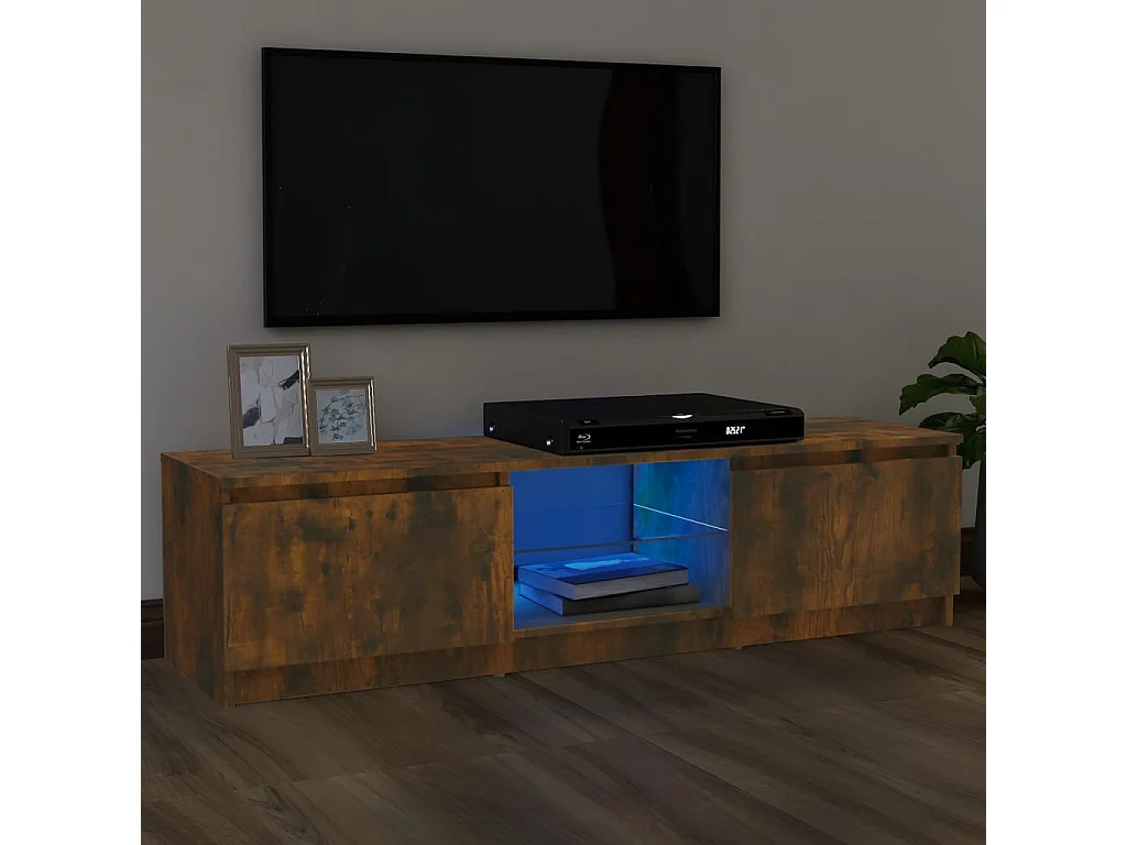 Tv-meubel met LED-verlichting 120x30x35,5 cm gerookt eikenkleur NL23519
