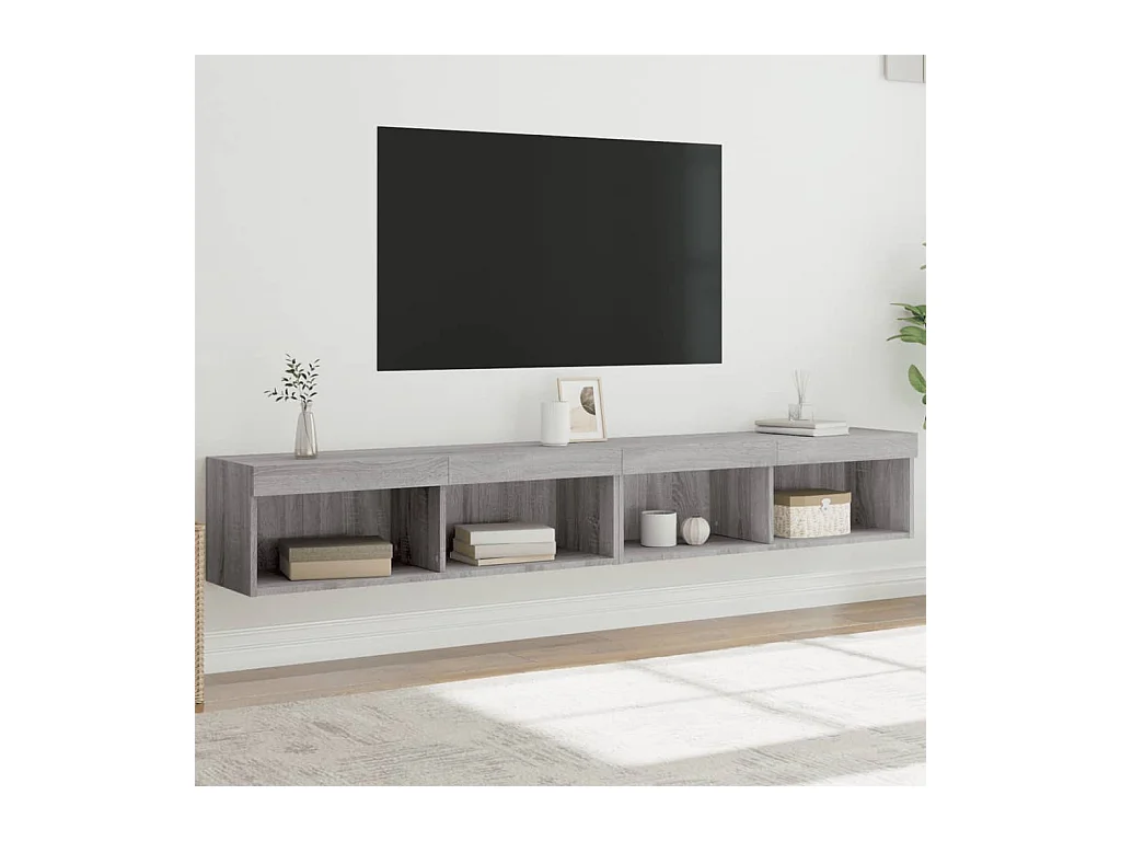 Meubles TV avec lumières LED 2 pcs sonoma gris 100x30x30 cm WET7463