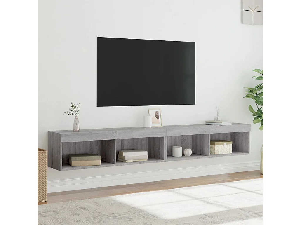 Meubles TV avec lumières LED 2 pcs sonoma gris 100x30x30 cm WET7463